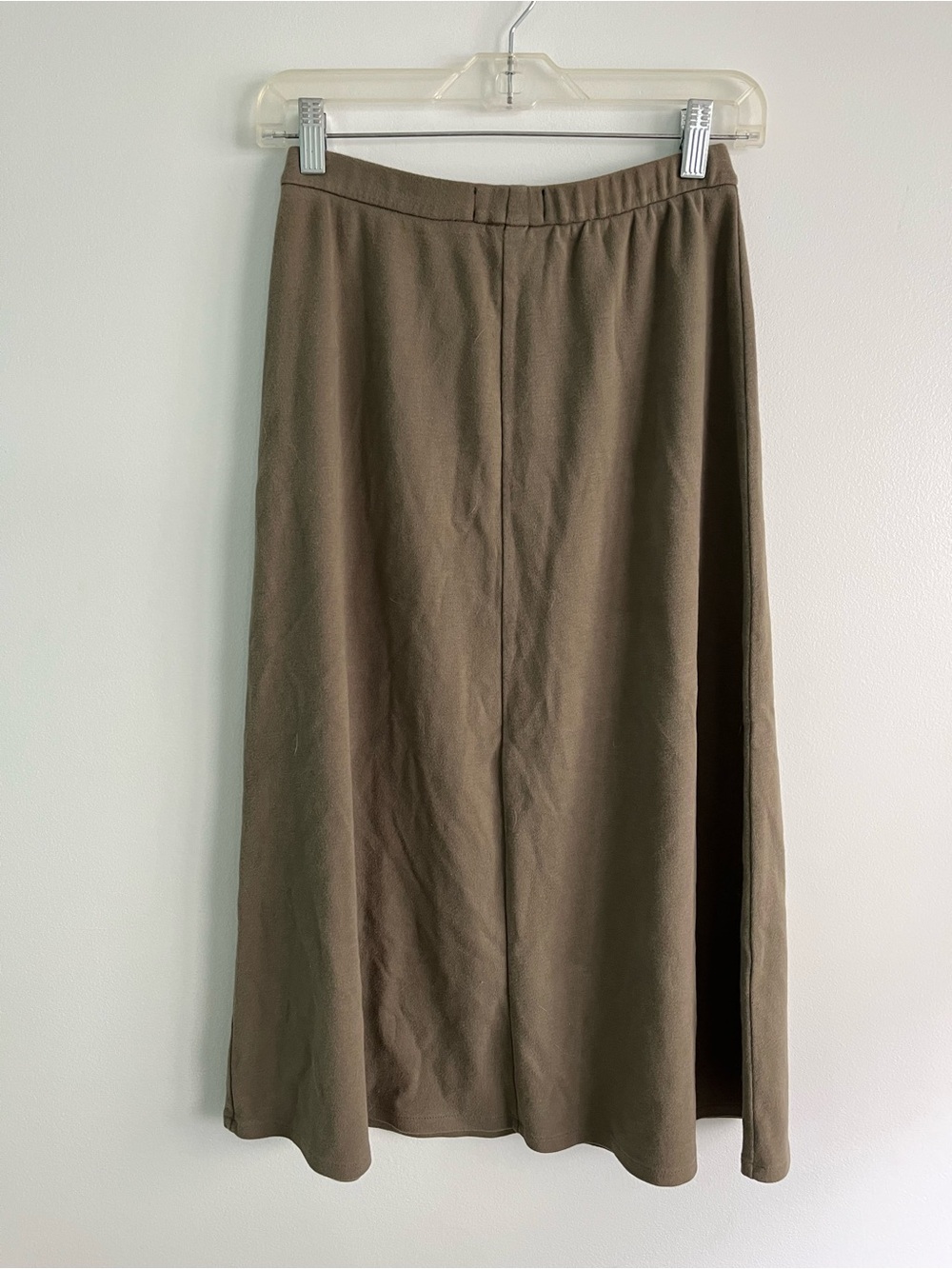 Y2K Vintage Olive Green Gorpcore Lands’ End Soft Cotton Midi Skirt Size S - Picture 4 of 10